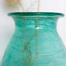 Recycled Glass Padma Vase Teal Blue