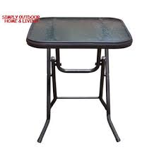 black square glass top folding table