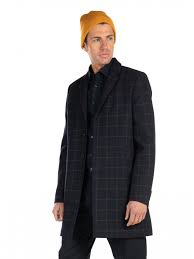 superdry wool crombie coat blue