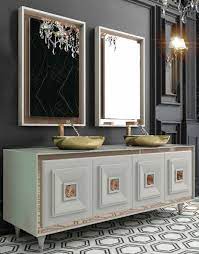 Have a look at our range of duravit bathroom vanities, vanity basins with matching cupboards, storage units and matching bathroom vanity mirrors. Casa Padrino Luxury Bathroom Set White Bronze Gold 1 Vanity Unit With 4 Doors And 2 Sinks And 2 Wall Mirrors Luxury Bathroom Furniture