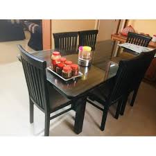80 cm round black table & 2/4 black chairs sets kitchen dining room office study. 1 Table 6 Chairs Rectangular Wooden Black Dining Table Set Rs 30000 Set Id 21999184373