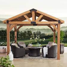 To have a pretty spot in your backyard? Amazon Com Backyarddiscovery 12 X 10 Brookdale Gazebo With Electric Garden Outdoor