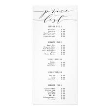 If you would like this style in a larger or smaller size, length or fullness than you can find on tqueen's website or instagram, please send her a text with a picture of the style for pricing. Black White Modern Calligraphy Price List Salon Rack Card Zazzle Co Uk