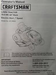 Pro series 42 20 hp v twin kohler hydrostatic riding mower w/ smart lawn bluetooth technology. Sears Craftsman 19 5 H P Lawn Tractor 42 Mower Owner Parts Manual 247 28902 Ebay
