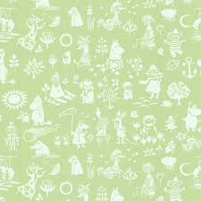 sandudd moomin green novelty wallpaper