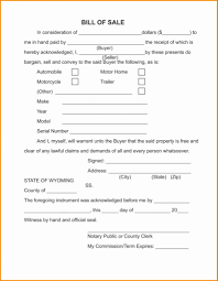 Free Motor Vehicle Bill Of Sale Template For And Tractor Sample