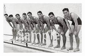 1920's Photo Reprint Near Nude Men Swim Team Bend and Flex - Etsy