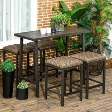 Outsunny 5 Pieces Patio Bar Set With 4