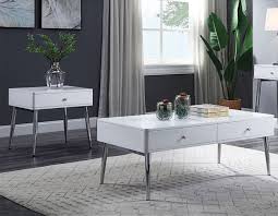 Weizor White High Gloss Square End Table