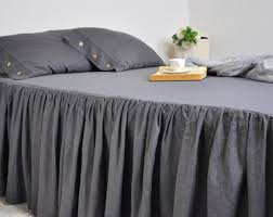 Dark Gray Linen Bed Skirt Custom Dust