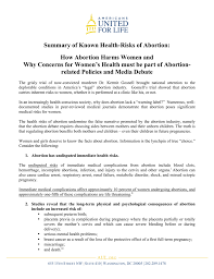 summary of known health risks of abortion 