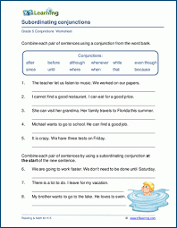 Remember, when using a coordinating conjunction to join two independent clauses (complete thoughts) you must insert a comma before the conjunction. Grade 5 Parts Of Speech Worksheets K5 Learning