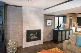 Gas Fireplace With Natural Stone Tile