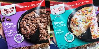 Beat 1 package duncan hines signature french vanilla cake mix, 1 cup unsweetened coconut milk, 2 egg whites, and 2 tablespoons olive oil in a large bowl on medium speed for 2 minutes. Duncan Hines Released A New Line Of Massive Microwavable Cookies