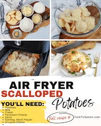 air fryer potatoes au gratin fork to