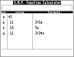 the function calculator is here set up
