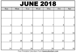 Printable June 2018 Calendar Towncalendars Com