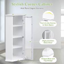 White A Corner Storage Cabinet For
