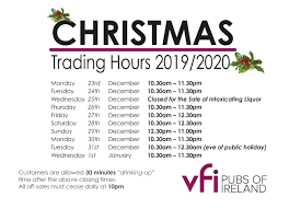 christmas pub opening hours 2019 2020
