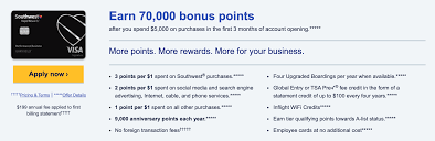 New cardmember offer earn 80,000 points earn 80,000 points after you spend $5,000 on purchases within the first 3 months of account opening. Southwest Rapid Rewards Performance Business Card Basic Travel Couple