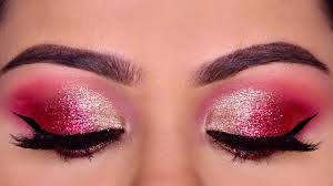 red glitter smokey eye makeup tutorial