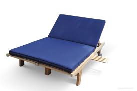 Teak Double Chaise Lounge With Cushion