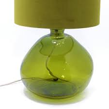 Green Glass Table Lamp Base Recycled