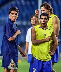 JUAN ROMÁN RIQUELME "El Torero" - Riquelme, Tevéz y Schiavi en  entrenamiento. Barcelona vs Boca Juniors para el Trofeo Joan Gamper en 2003.  |