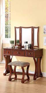 tri mirror wooden table stool