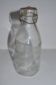 Vintage 1 Quart Glass Milk Bottle With