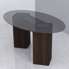 Wood Modern Oval Shaped Coffee Table