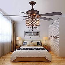 Rustic Ceiling Fan With Crystal Light