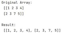 convert 2d numpy array into list of lists