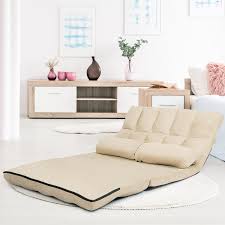 Foldable Floor 6 Position Adjustable Lounge Couch Beige