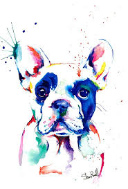 1 x abstract french bulldog paint by numbers kit. French Bulldog Frenchie Art Print Print Of Original Watercolor Painting Dessin De Chien Les Arts Peintures De Chien