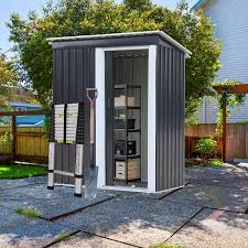 flyzy 5x3 ft outdoor storage shed metal