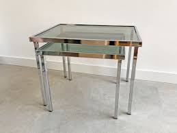 Vintage Chrome Side Table With S Smoked