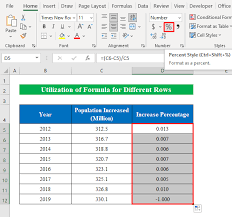 the percene of two numbers in excel