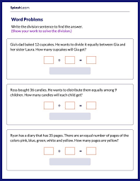 Division Word Problems Worksheets For