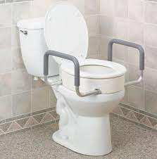 raised toilet seat with removable arms