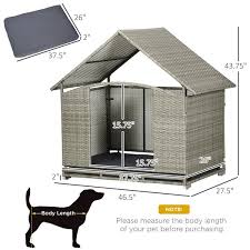 Pawhut Wicker Dog House Outdoor With