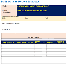 daily report templates excel word