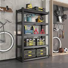 Lissimo 5 Tier Garage Shelving Heavy Duty Storage Shelves For Garage Storage Rack Adjustable Black