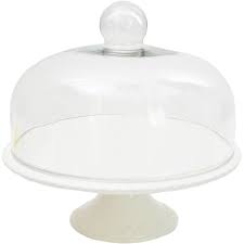 Ceramic Cake Stand And Glass Dome Lid