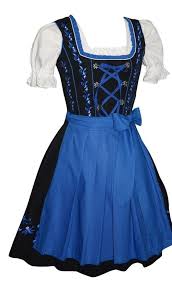 Blue German Dirndl Dress Oktoberfest Trachten Waitress See