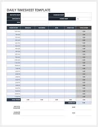 daily timesheet time card templates