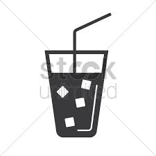Glass With Drink And Ice Cubes Vector