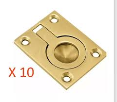 10 X Brass 50mm Flush Ring Handle Pull