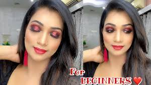 red glitter smokey eye makeup tutorial