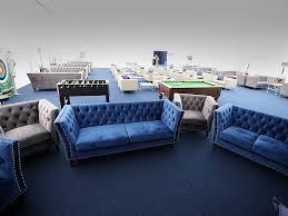 blue velour marlborough 3 seater sofa
